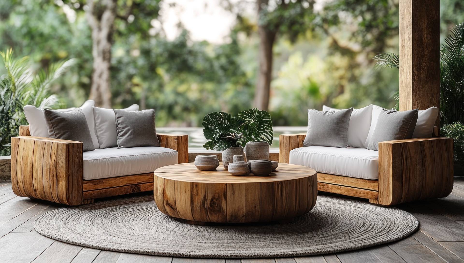 Lounge mit Holzdetails und Akustikpaneel