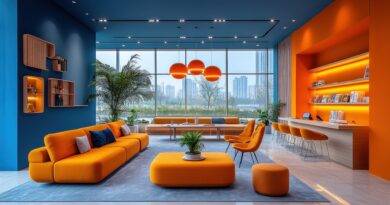 Orangefarbene Lounge mit Sofa Kissen | Sofa Kissen