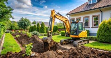 Baggerarbeiten im Garten mit Elektroseilwinde |