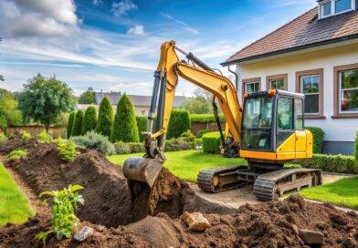 Baggerarbeiten im Garten mit Elektroseilwinde |