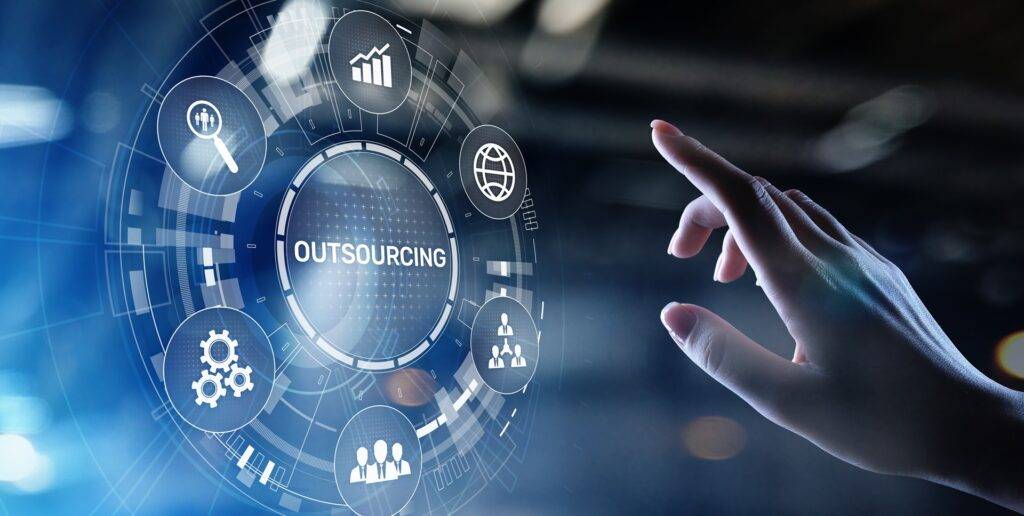 Digitale Outsourcing-Icons mit Handgeste | Gebäudereinigung Bochum