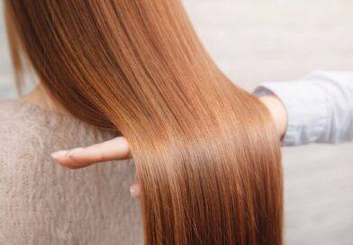 Echthaar-Extensions nach Pflege und Styling in Nahaufnahme
