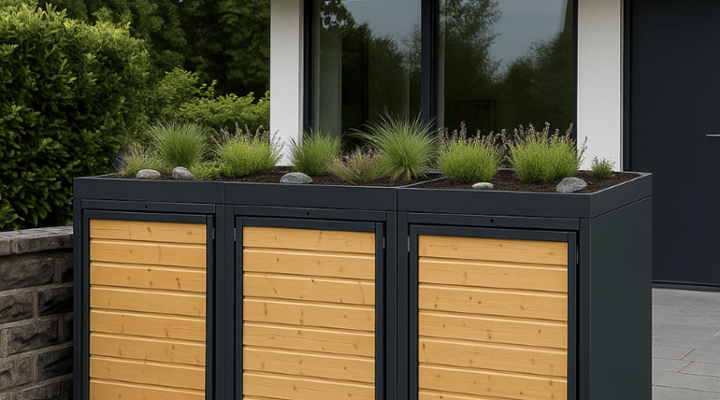 stilvolle mülltonnenbox mit holz