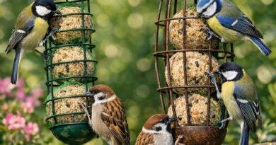 Gartenvögel bestens versorgen – robuste Halterungen für Meisenknödel