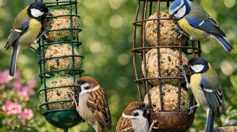 Gartenvögel bestens versorgen – robuste Halterungen für Meisenknödel